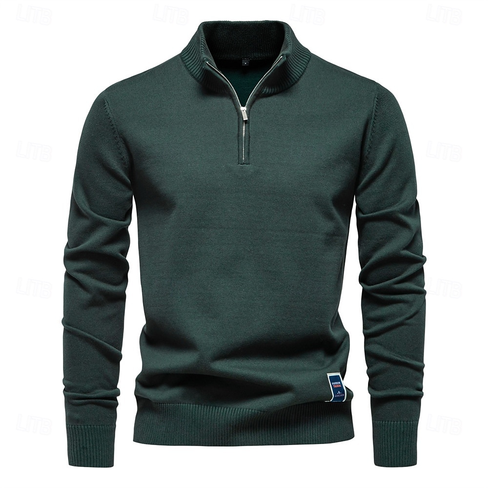 Herren Pullover Reißverschluss-Pullover Gerippt Stricken Normale Oberteile Reißverschluss Einfarbig Gerollter Kragen Strickware Täglich Outdoor Sport & Outdoor Bekleidung Frühling & Herbst Schwarz 2025 - $25.99 –P1