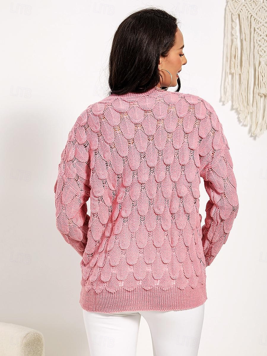 Damen Pullover Elegant Modisch Täglich Blumen V Ausschnitt Ausgehöhlt Langarm Normale Oberteile Stricken Arbeit Rosa Rote Herbst Winter 2025 - $48.99 –P3