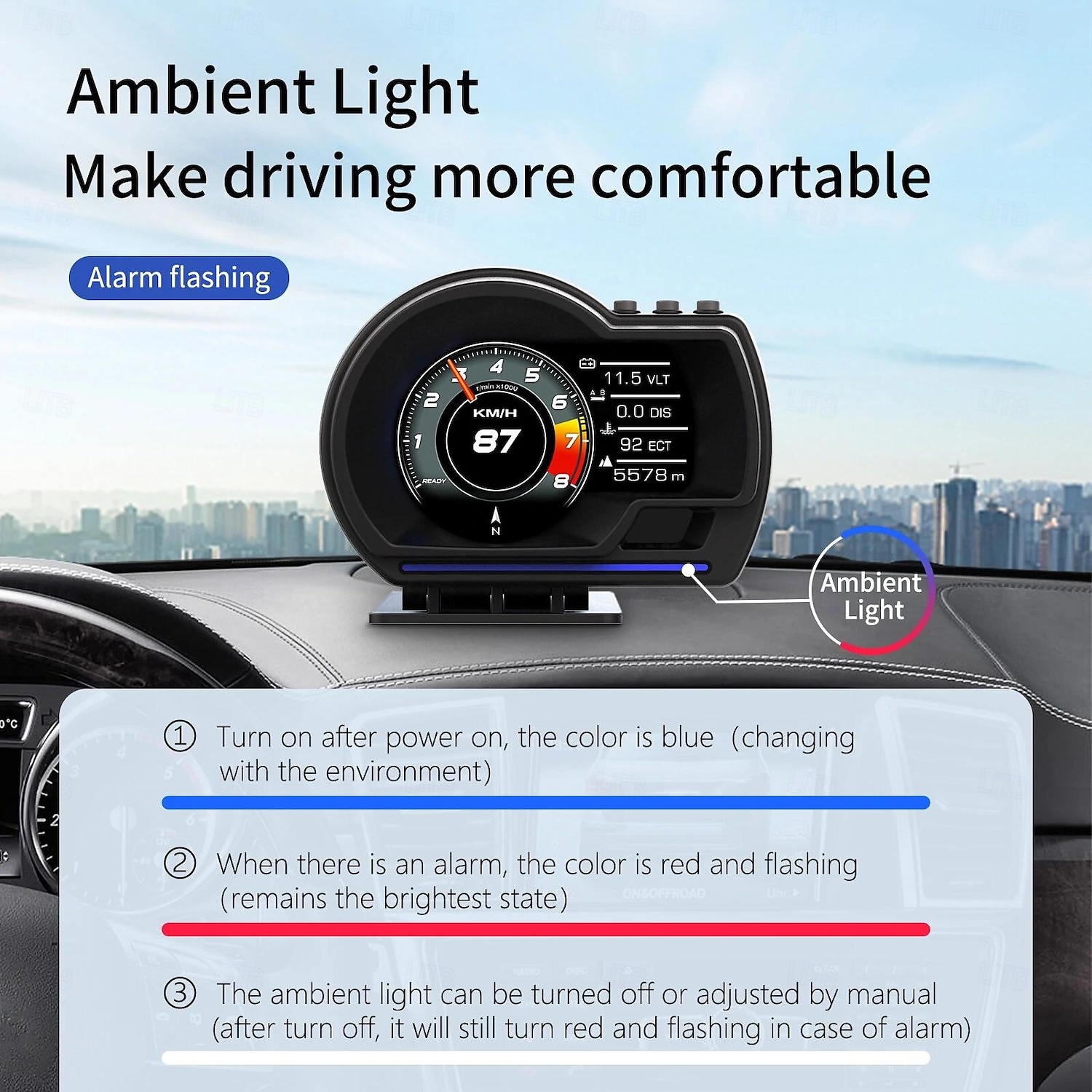 Car Head-Up Display OBD2&GPS Smart Car HUD Gauge Digital Odometer Security Alarm Water Temperature Alarm 2025 - $114.99 –P3