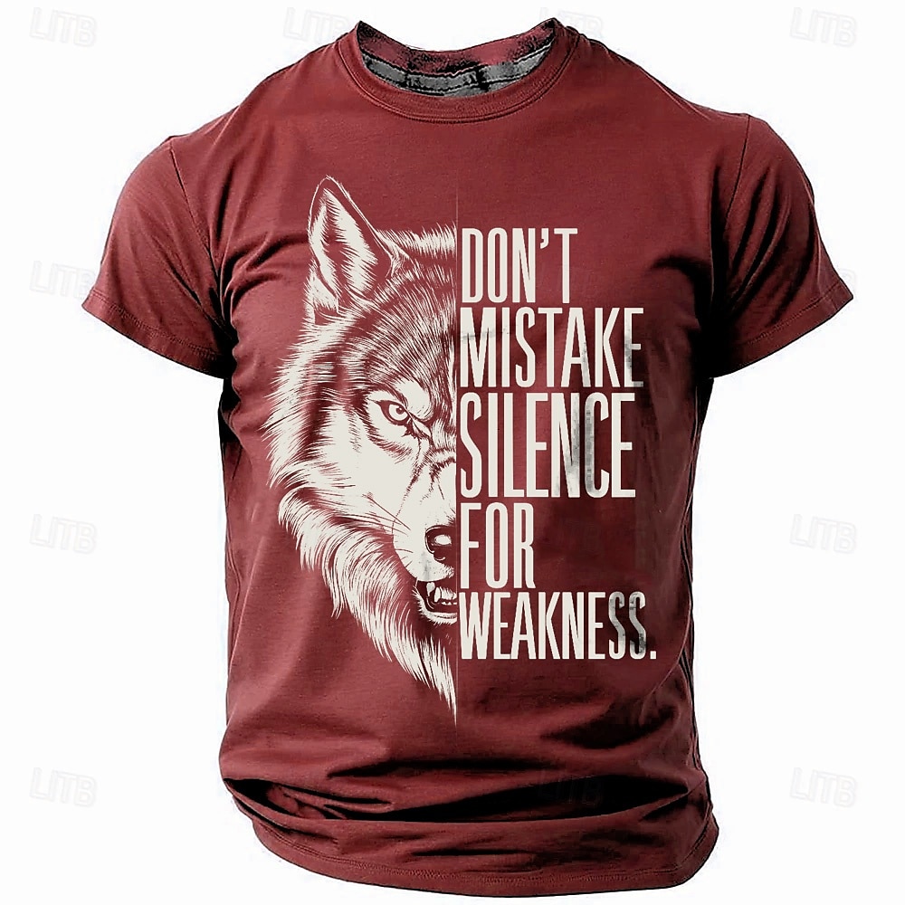 Herren Wolf T Shirt Kurzarm T-Shirt 3D-Druck Rundhalsausschnitt Hemd Retro Vintage Brautkleider schlicht Streetstyle Sports Outdoor Festtage Ausgehen Schwarz Rote Blau Frühling Sommer Bekleidung S M 2025 - $17.99 –P3