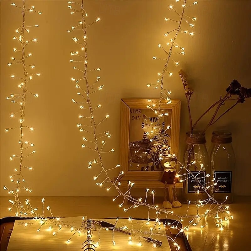 Cadena de luces LED con forma de petardo, 31 V CC, 9 m/6 m, 300/200 LED, IP65, resistente al agua, para exteriores, decoración de fiestas navideñas, iluminación colorida, 1 unidad 2025 - $28.99 –P5