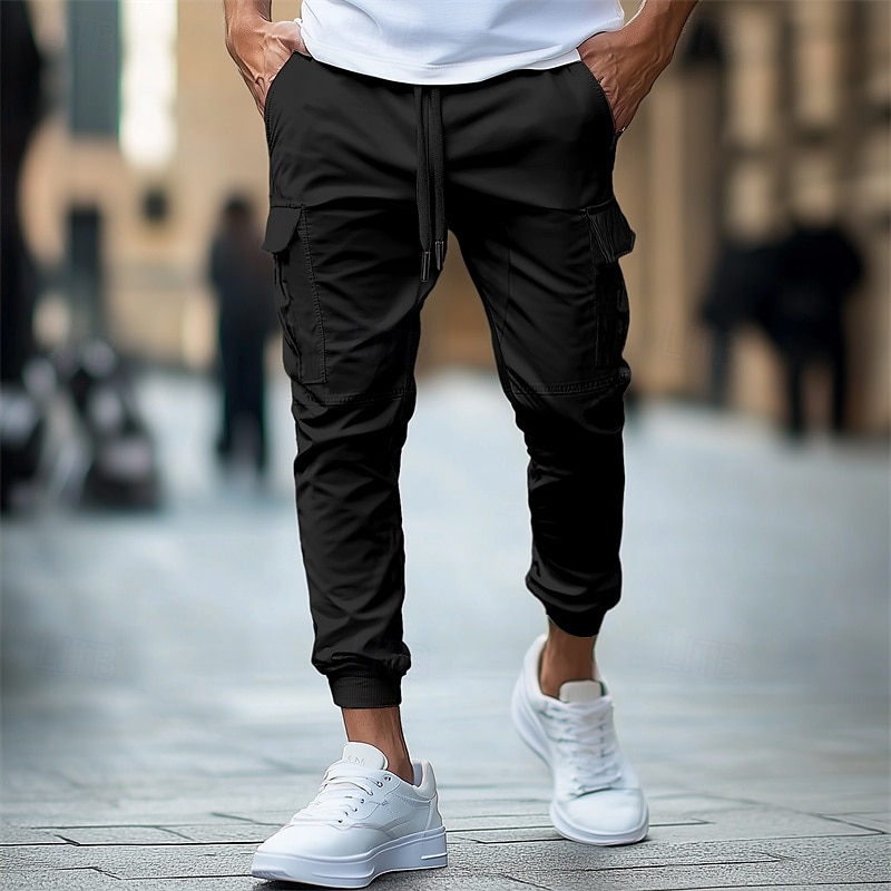 Homens Calças Cargo Calças Calça Jogger Com Cordão Cintura elástica Bolso multi Tecido Conforto Macio Comprimento total Ao ar livre Casual Diário Moda Roupa de rua Preto Verde Tropa Micro-Elástica de 2025 por $20.99 –P4