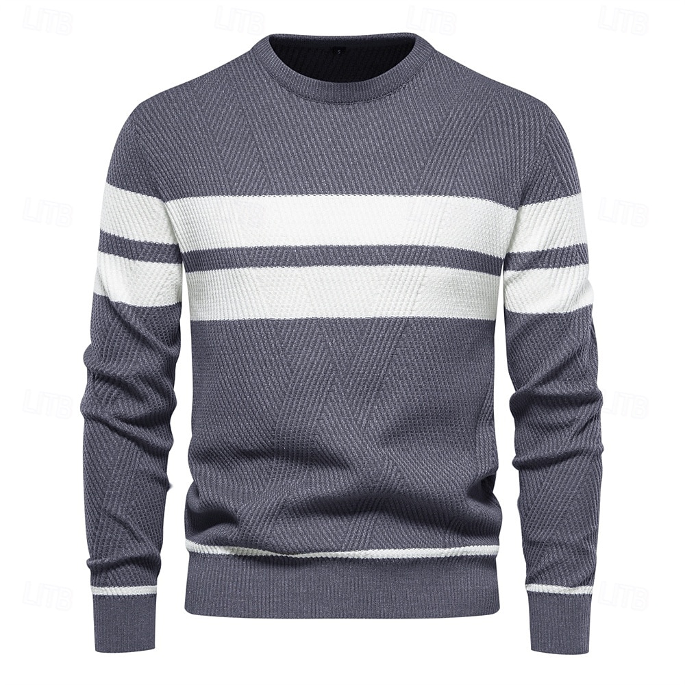 nieuwe herfsttrui herentrui o-hals patchwork lange mouw warme slanke truien heren casual mode trui herenkleding 2025 - $26.99 –P6