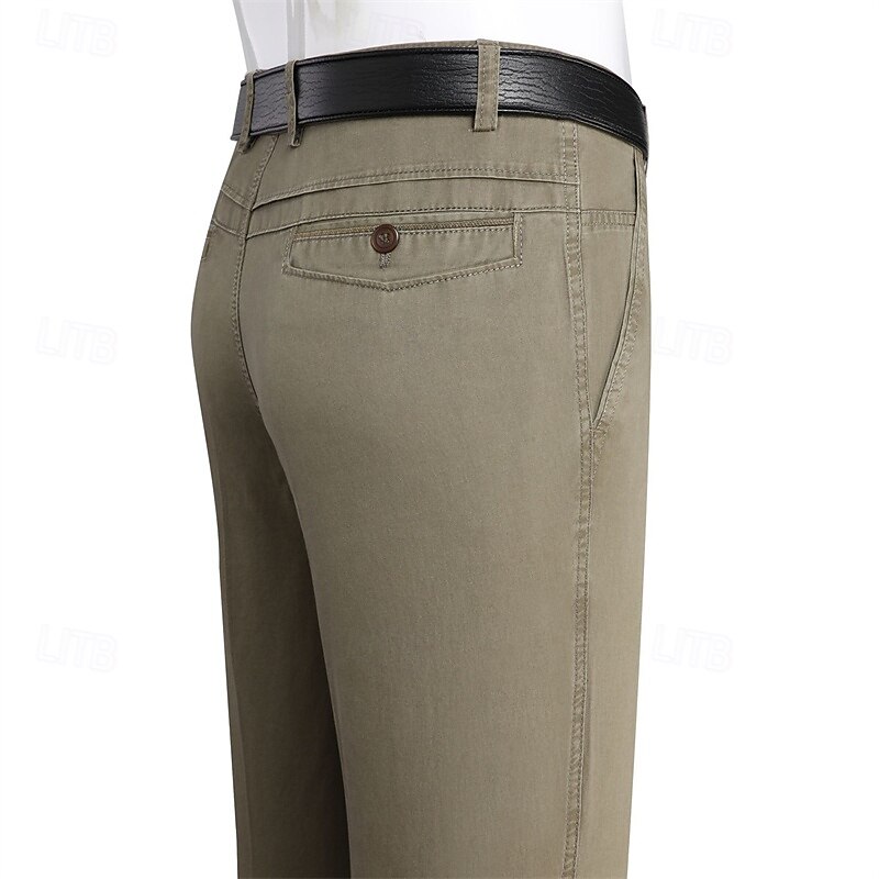 Herr Kostymbyxor Långbyxor Kinesiska Knappar Ficka Slät Komfort Formell Fest Arbete Mode Klassisk Stil 다크 카키 Ljus kaki Microelastisk 2025 - $16.49 –P8
