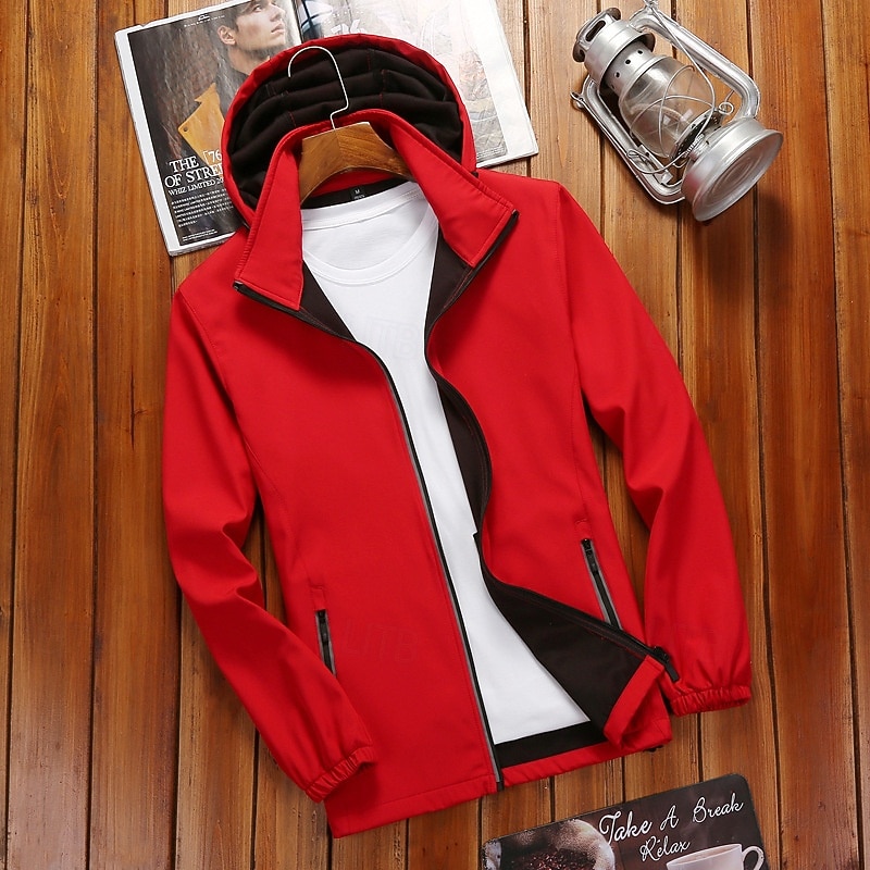 Men's Softshell Jacket Hiking Jacket Outdoor Windproof Quick Dry Lightweight Jacket Windbreaker Jacket Traveling Black White Red Navy Blue Royal Blue 2025 - $42.99 –P14
