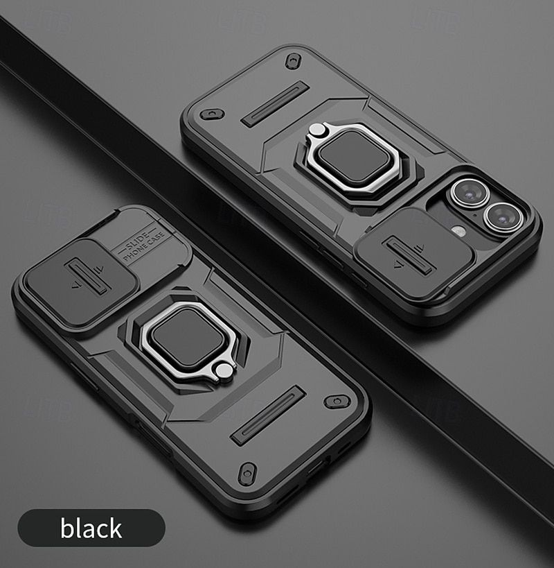 Phone Case For iPhone 16 Pro Max iPhone 15 Pro Max iPhone 14 Pro Max iPhone 13 Pro Max Back Cover Ring Holder Shockproof TPU PC Metal 2025 - $14.99 –P14
