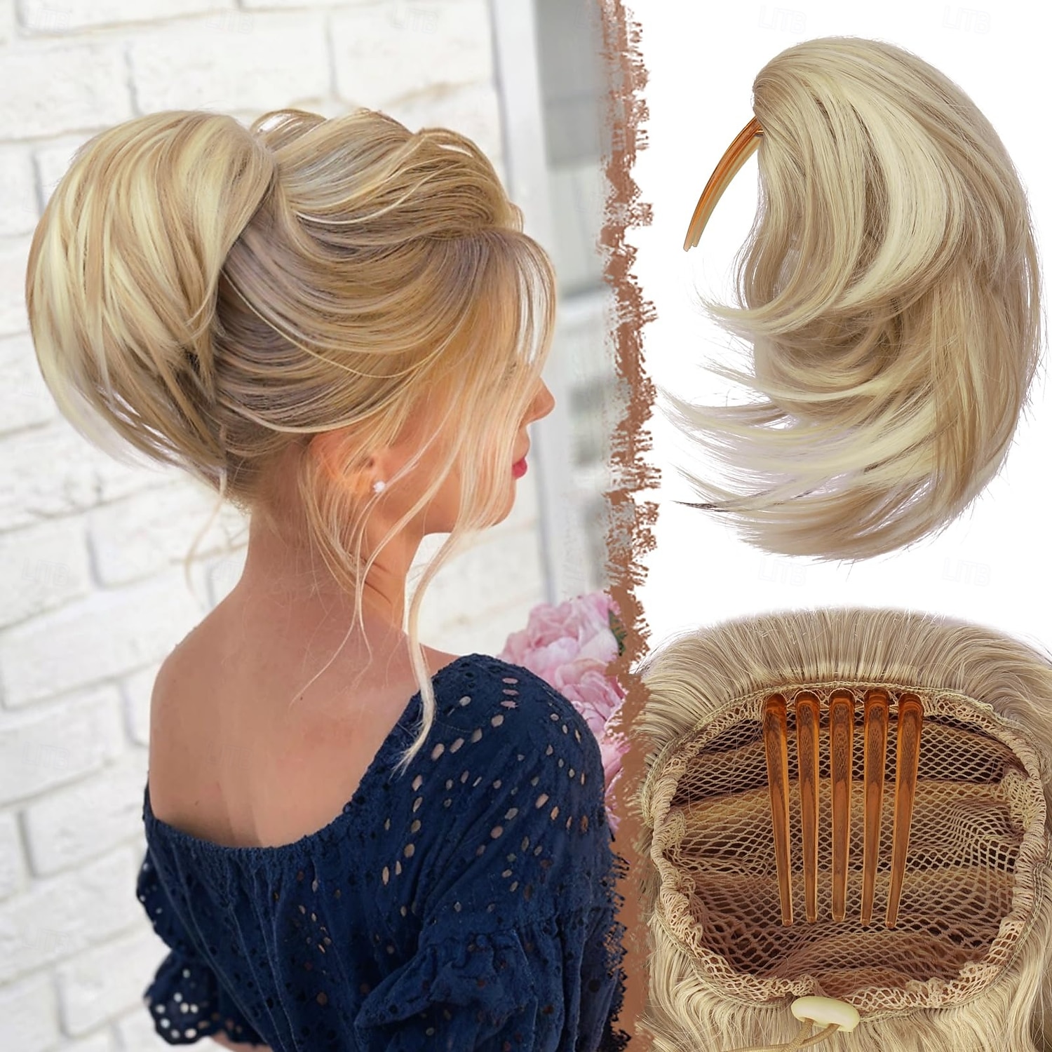 Meșe Coc Cu Clape Păr Sintetic Fir de păr Extensie de păr Ondulat Petrecere Zilnic Purtare Zilnică Bej Gri Blond 2026 - RON 45.13 –P1