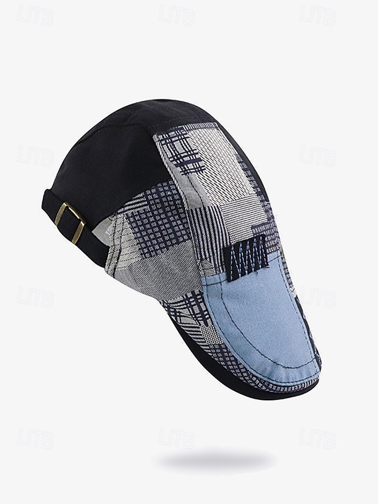 platt mössa i vintage patchwork för män – avslappnad tidningspojkhatt i bomull för elegant dagligt bruk 2025 - $14.99 –P2