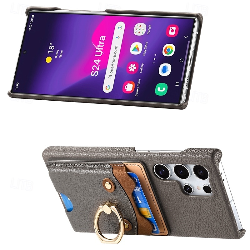 Phone Case For Samsung Galaxy S24 S23 S22 S21 Ultra Plus A55 A35 A25 A15 5G A55 5G A14 A34 A54 S20 Plus S20 Ultra A53 A33 A23 A13 A33 Back Cover Ring Holder Card Slot Shockproof Retro PC PU Leather 2025 - $18.99 –P7
