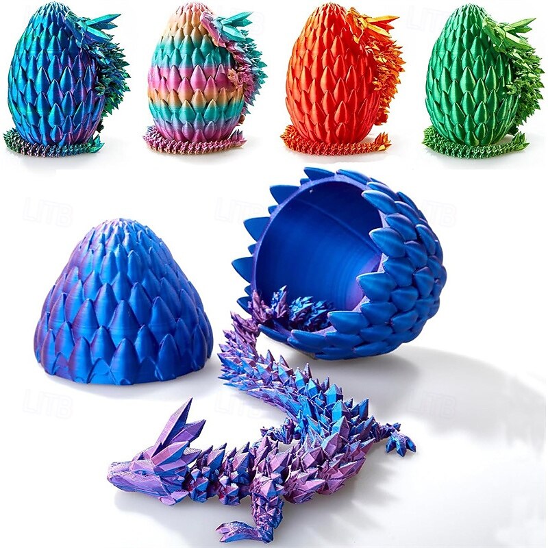 3D drukowane smocze jajo tajemniczy kryształowy smok zabawki fidget, ruchomy smok dekoracja biurka domowego wielkanocna niespodzianka jaja dinozaurów zabawki fidget dla dorosłych dla autyzmu 2025 - $33.99 –P2