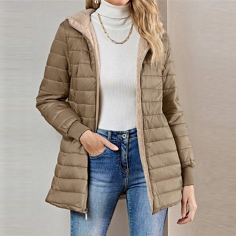 Dame Fleecejakke Fleece Vinter utendørs Varm Myk Bekvem Fleecejakker Hellengdes glidelås Camping / fotturer / grotting Reise Vintersport Svart Rød Navyblå Grønn Kakifarget 2025 - $35.99 –P1