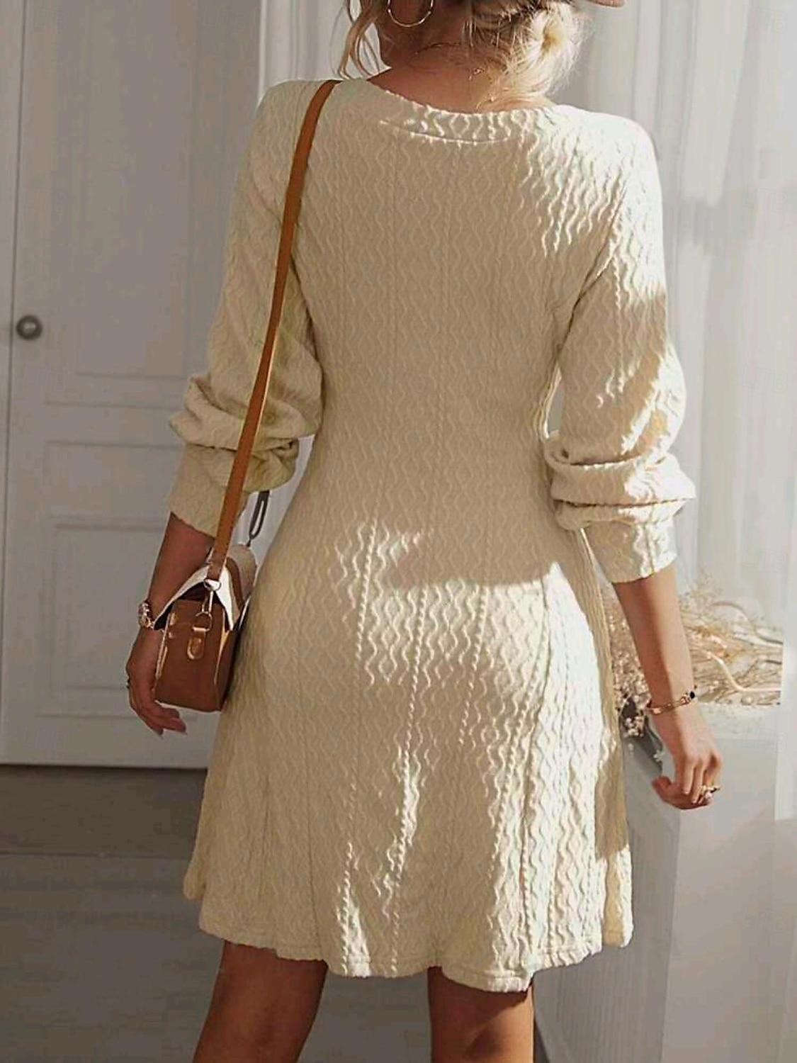 Dame Arbeidskjole Svart kjole Mote Arbeidsmote Midikjole Design V-hals Langermet عادي Normal Svart Rosa Beige Høst Vinter S M L XL 2XL 2025 - $35.99 –P8