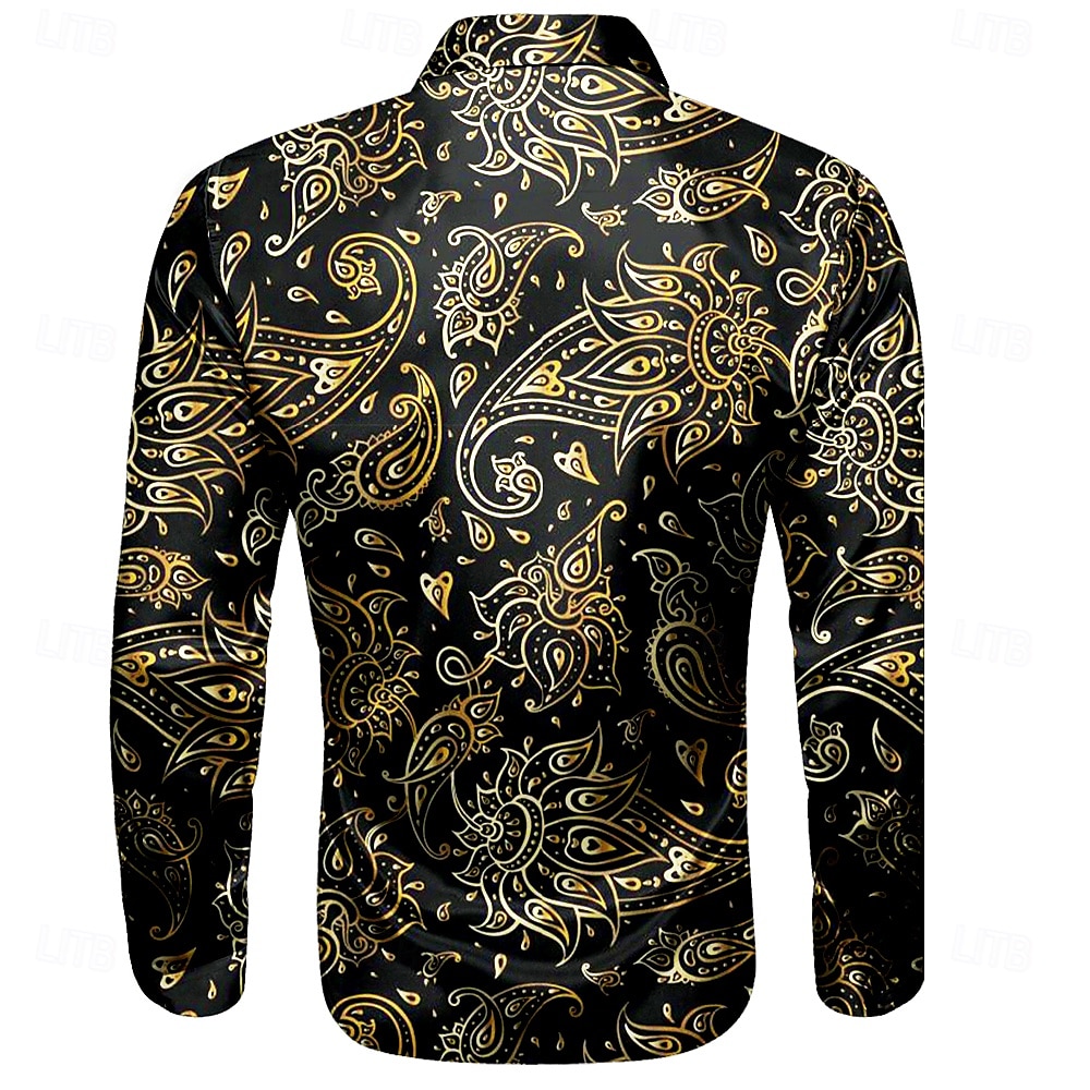Bărbați Cămașă din satin Cămașă de Costum Camașă cu nasturi Imprimeu Paisley Vacanță Îmbrăcăminte de seară de petrecere Violet Galben Manșon Lung Cămăși cu guler Vară Primăvară Îmbrăcăminte Butonul 2025 - $27.99 –P2