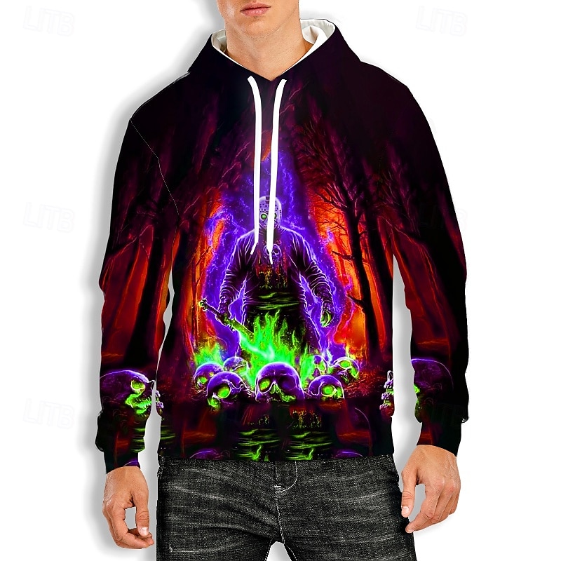 Morder Jason Voorhees Hattetrøje Pullover Halloween 3D Graphic Til Par Herre Dame Voksne Halloween Karneval Maskerade 3D-utskrift Fest Fritid / hverdag 2025 - $24.99 –P4