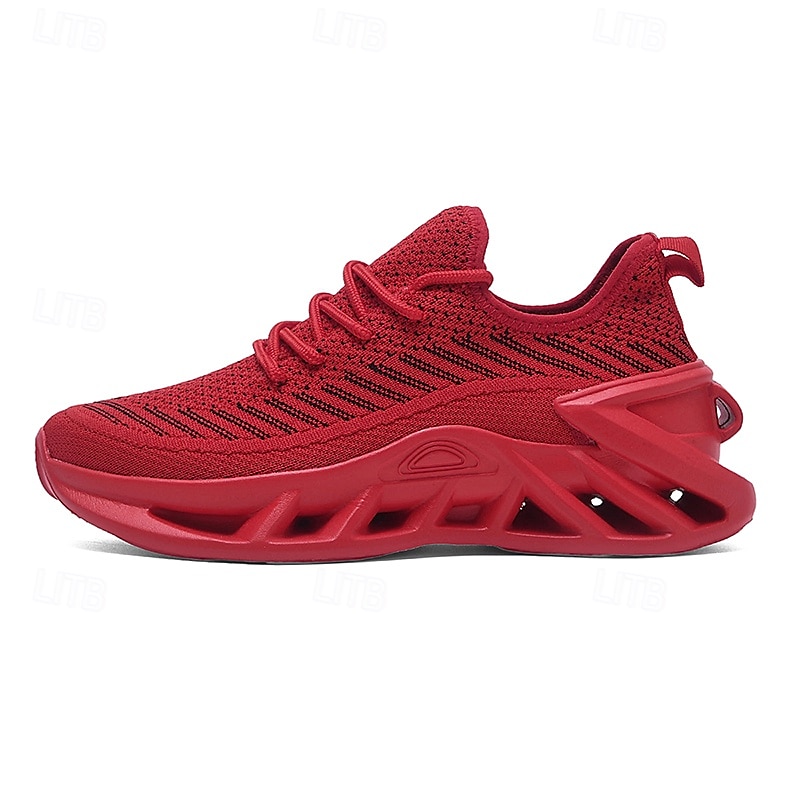 tênis de corrida flyknit respirável vermelho masculino com sola acolchoada leve – ideal para treinos e uso diário de 2025 por $46.99 –P4