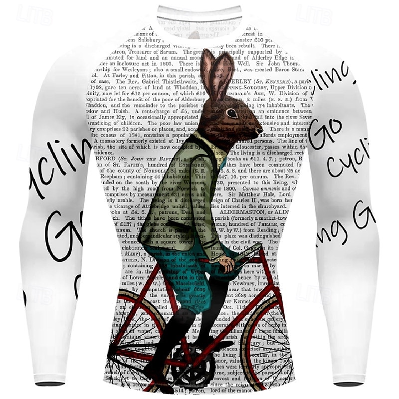 Voor heren Wielrenshirt Lange mouw Winter Fietsen T-shirt Shirt met 3 achterzakken Bergracen Ademend Sneldrogend Anatomisch ontwerp Lampenkatoen Wit Konijn Elastaan Sport Kleding 2025 - $27.99 –P2