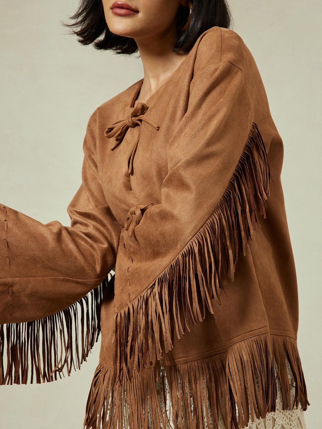 Suede Fringed Flare Cuff Sleeve Jacket 2025 - $47.99 –P3