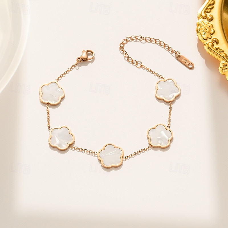 parure de bijoux en plaqué or avec fleur et nacre pour femme – collier, bracelet et boucles d'oreilles élégants pour femme de 2025 ? $24.99 –P5