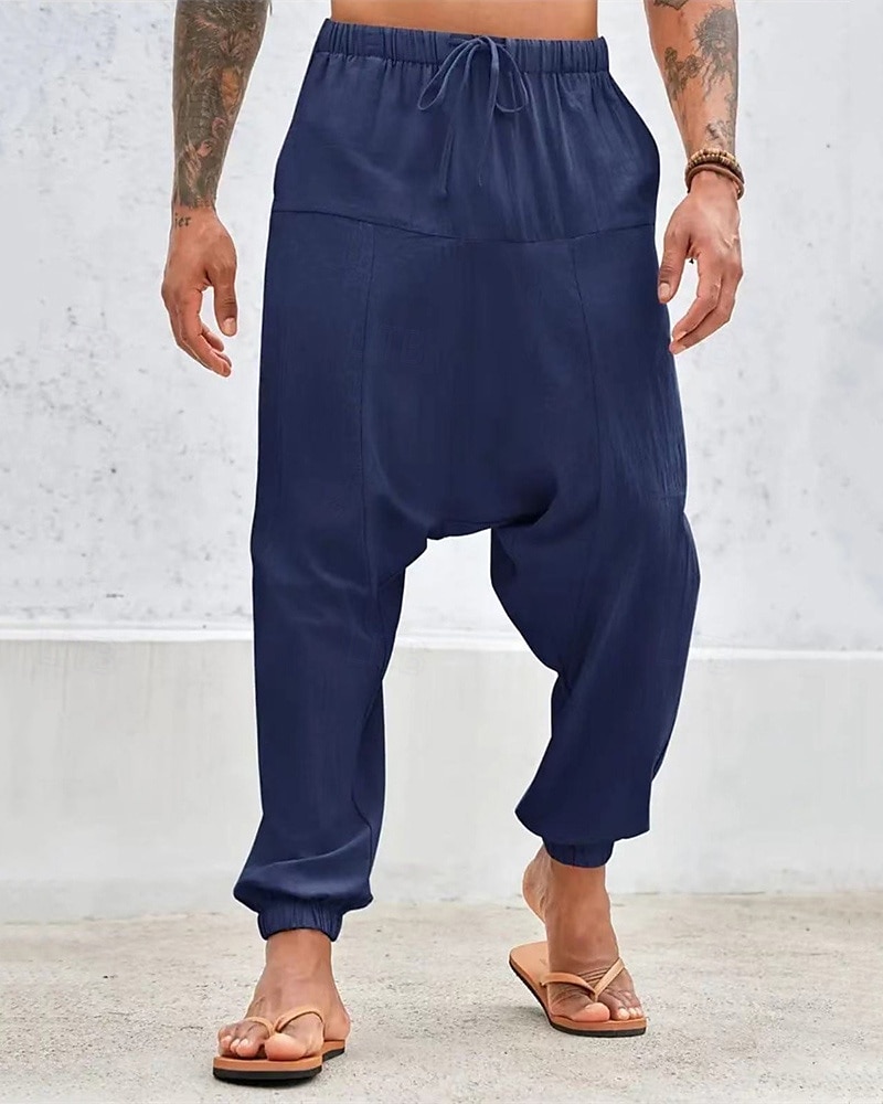 Herren Baumwollhosen Hose Hosen Sommerhosen Strandhose Haremshose Tasche Kordelzug Elastische Taille Glatt Komfort Atmungsaktiv Täglich Festtage Urlaub Hawaiianisch Boho Armeegrün Weiß 2025 - $27.99 –P3