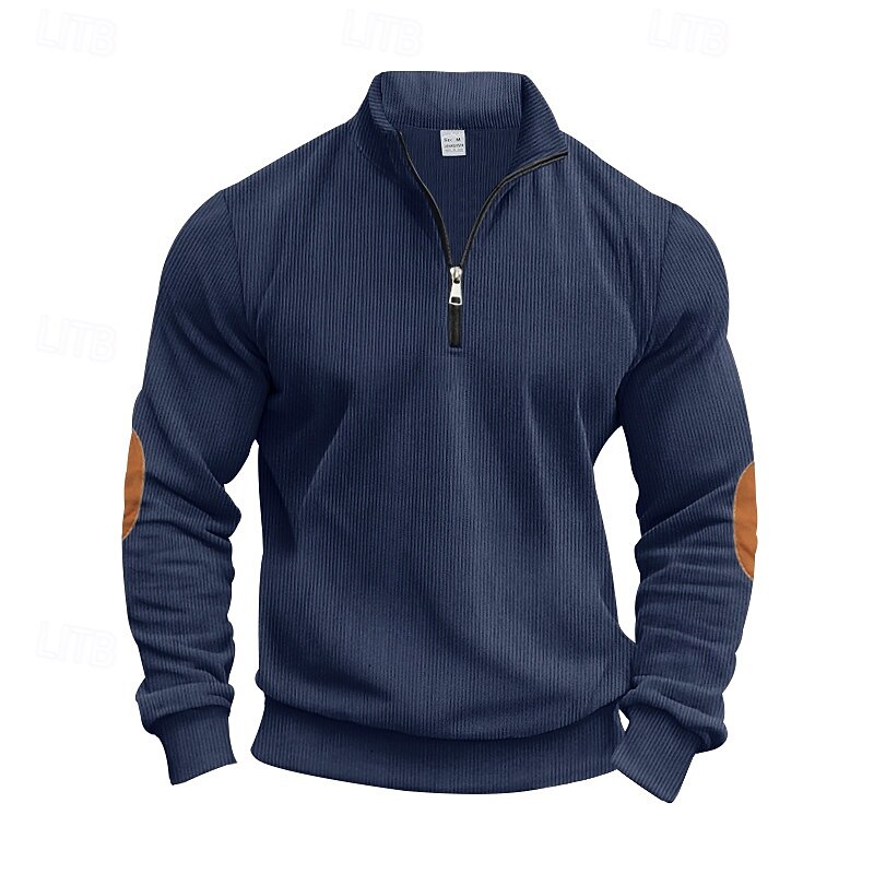 Homme Sweat-shirt Sweat-shirt quart de fermeture éclair Abricot Noir Vert Véronèse bleu marine Gris Demi-zip Bloc de Couleur Patchwork A côtes Texturé Sport & Loisir Quotidien Fête Polyester Velours de 2025 ? $23.99 –P8