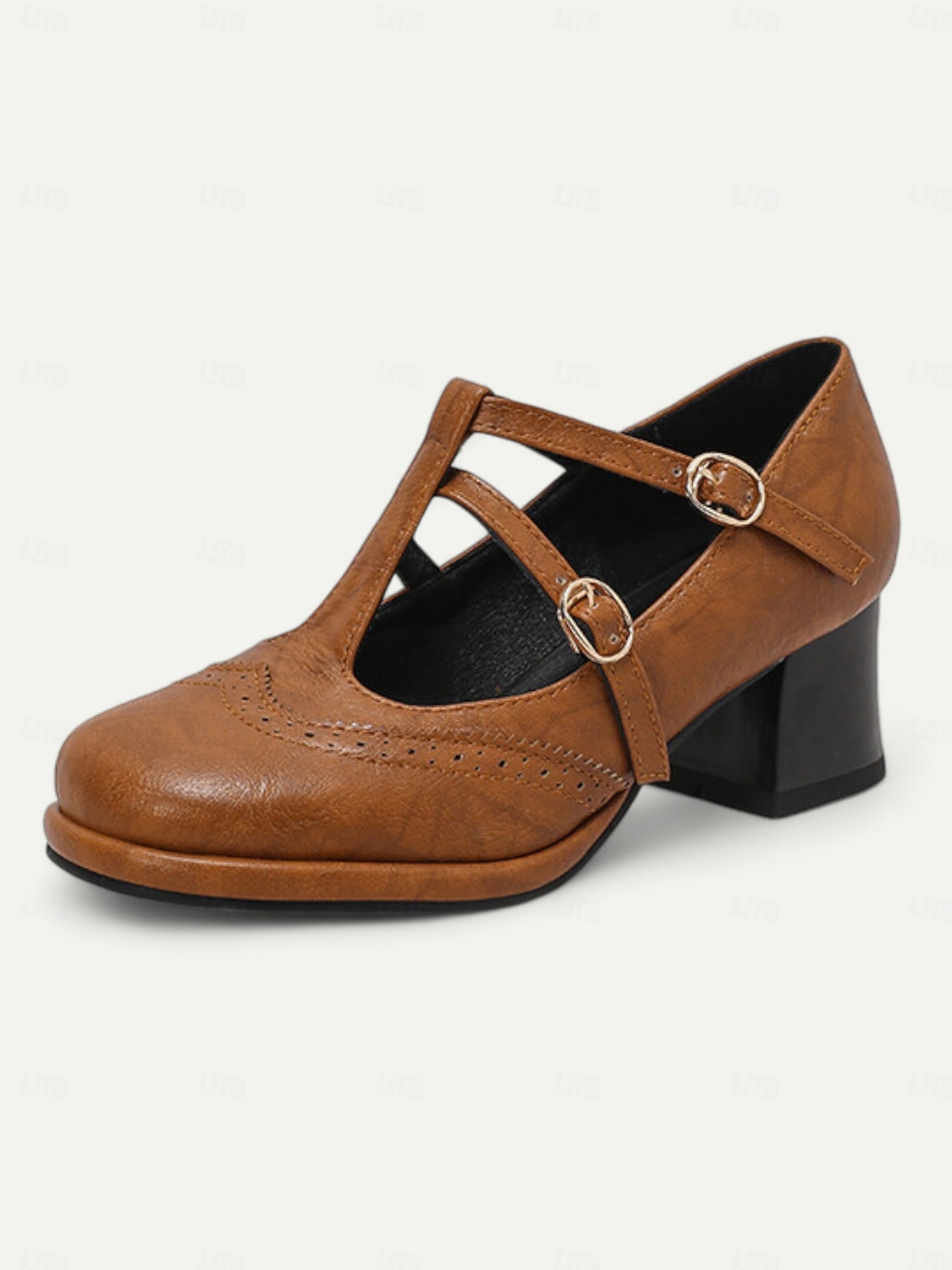 tocuri vintage roșii Mary Jane de damă – curea cu cataramă dublă, toc bloc retro, perfecte pentru ocazii formale și casual 2025 - $54.99 –P5