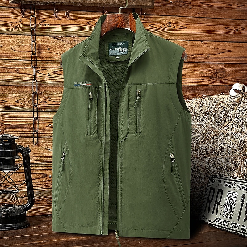 Per uomo Gilet / gilet da escursionismo Senza maniche Gilè Esterno Comodo Inverno Tasche multiple Poliestere Nero Verde militare Rosso Caccia Pesca Scalate del 2025 a $23.19 –P6