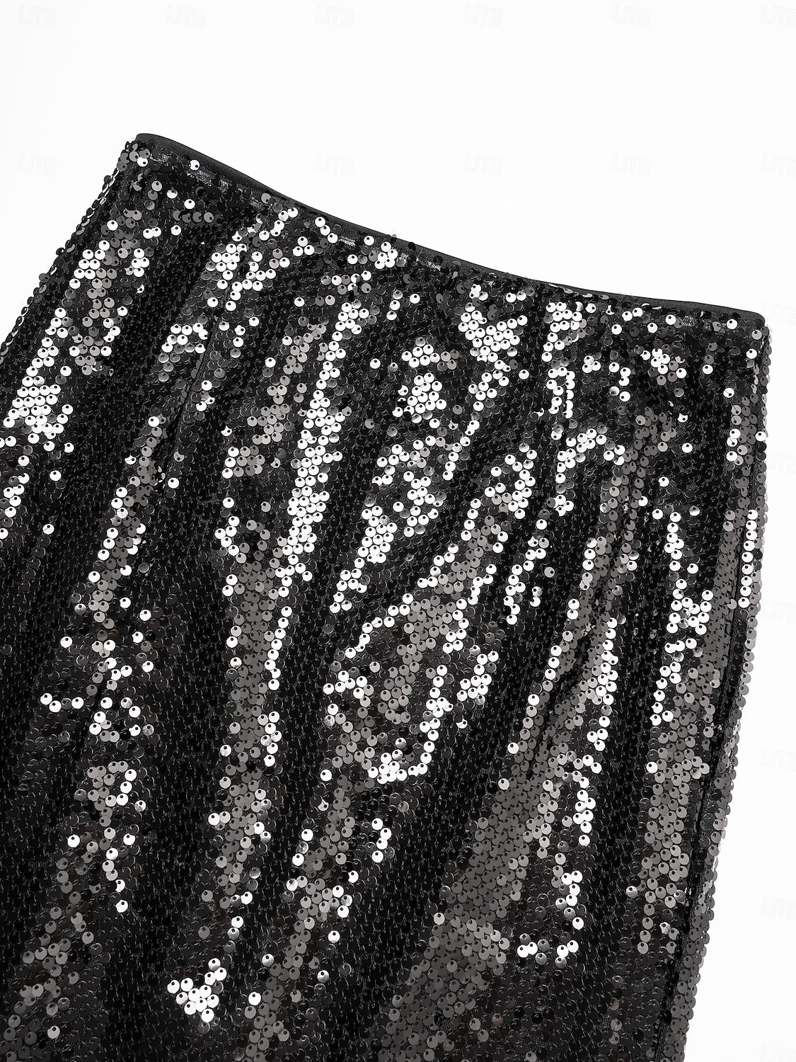 Femme Midi Noir Jupes Printemps, Août, Hiver, Eté Paillettes Doublé Taille médiale Elégant Rétro Vintage Soirée Formel Mariage Soirée XS S M de 2025 ? $41.99 –P9
