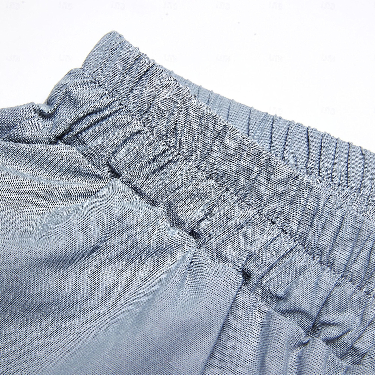 Ensembles en coton et lin pour femmes, ensembles deux pièces, couleur unie, mode, col rond, rue, quotidien, 2 pièces, blanc, bleu, kaki, gris, printemps et automne de 2025 ? $35.99 –P11