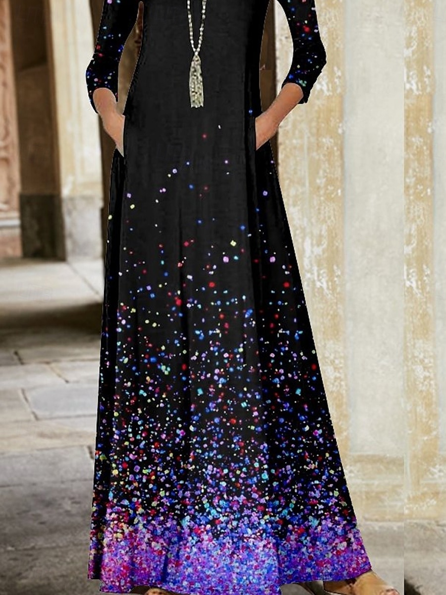Damen Minikleid Maxidress Etuikleid A Linie Kleid Elegant Stilvoll Bischof Urlaub Täglich Regular Fit Punkt Langarm Rundhalsausschnitt Schwarz Frühling Herbst 2025 - $36.99 –P3