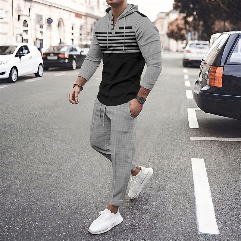 Męskie Bluza z Kapturem Dres Bluza Czarny Biały Królewski błękit Khaki Ciemnoszary Kaptur Pasek 2-częściowa Sport i turystyka Codzienny Święto Moda miejska Podstawowy Codzienny Wiosna i jesień Odzież 2026 - $41.99 –P10