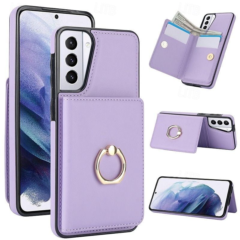 телефон Кейс для Назначение S24 Ultra Plus S23 S22 S21 S20 Ultra Plus FE A55 5G A14 A54 A72 А73 А53 A71 A12 Кейс на заднюю панель со стендом Кольца-держатели Разъем для карты Ретро ТПУ Кожа PU 2025 - $18.99 –P11