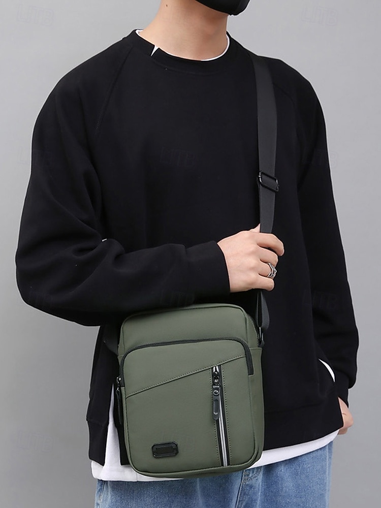 borsa a tracolla impermeabile da uomo con più tasche con cerniera – borsa a tracolla da viaggio per esterni resistente in verde oliva del 2025 a $19.99 –P1