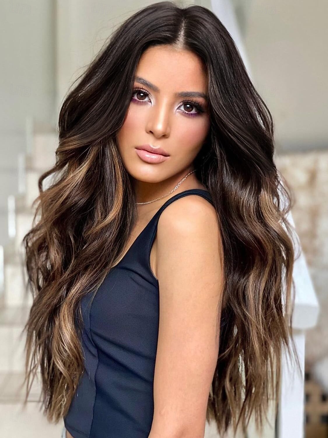 parrucche lunghe per donne parrucche sintetiche lunghe ricce ondulate con attaccatura dei capelli in pizzo parrucca in fibra resistente al calore per uso quotidiano alle feste del 2025 a $19.99 –P6