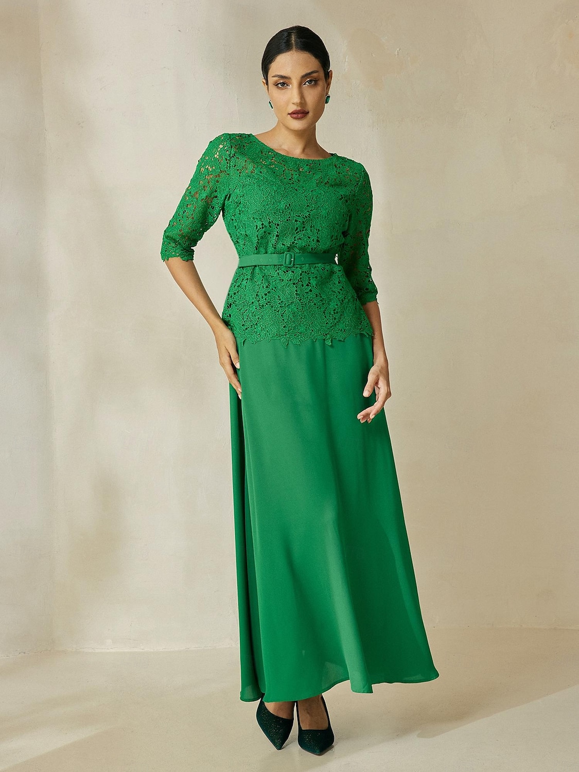 Chiffon Lace Belted Elegant Maxi Dress 2025 - $65.99 –P4