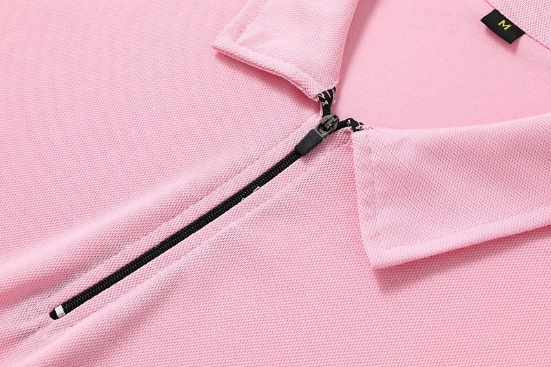 Men's Quarter Zip Polo Golf Shirt Daily Holiday Turndown Short Sleeve Fashion Basic Plain Spring & Summer Regular Fit Light Blue Black White Pink Wine Navy Blue Quarter Zip Polo 2025 - $12.99 –P4