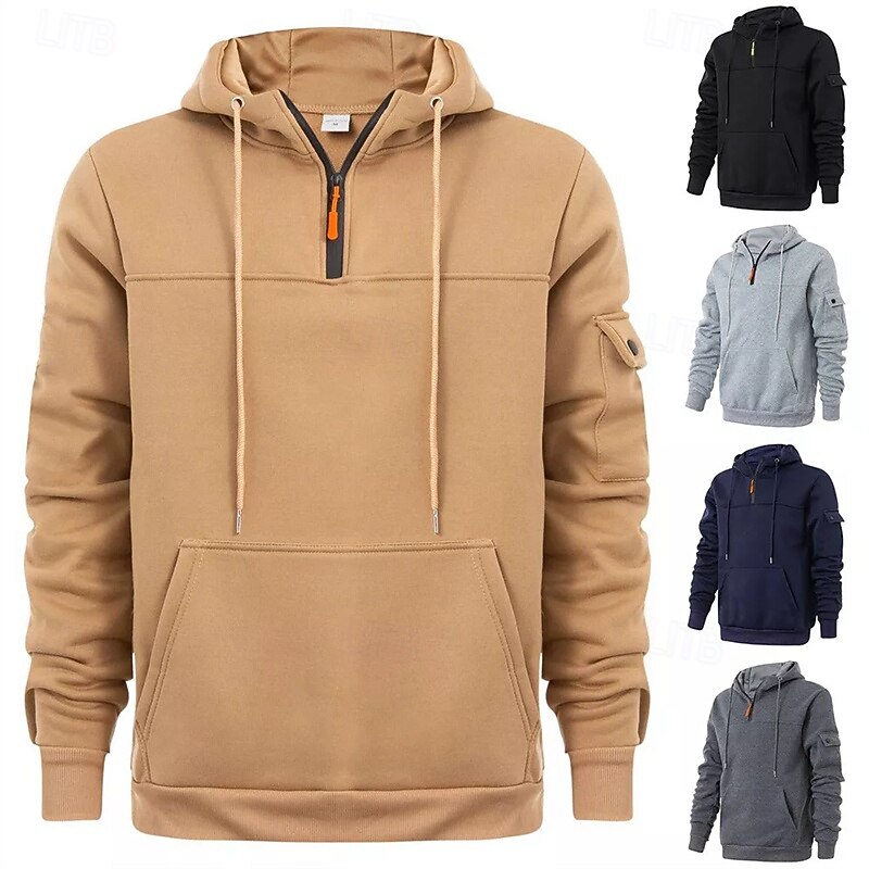 Felpa Con Cappuccio Uomo Ampia E Comoda - Tessuto Elastico, Per Autunno-inverno, Stile Casual Quotidiano
