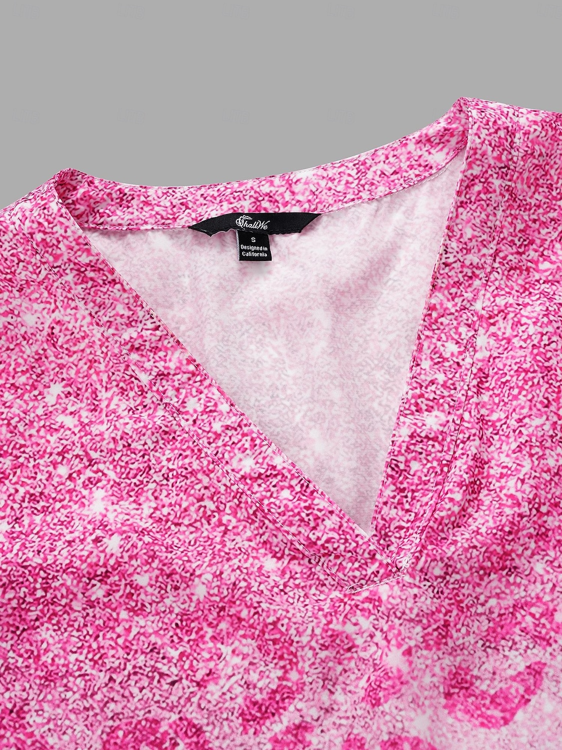 Chemise femme basique néon et lumineux imprimé manches 3/4 hauts réguliers col en V décontractés rose bleu violet vert de 2025 ? $25.99 –P3