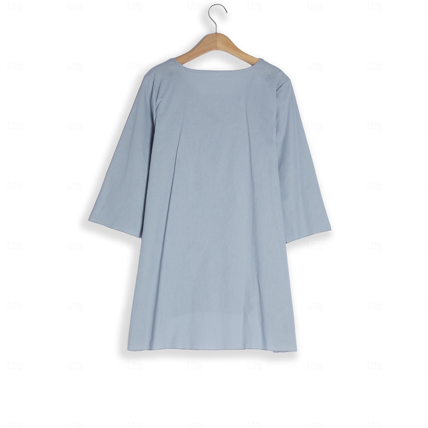 Ensembles en coton et lin pour femmes, ensembles deux pièces, couleur unie, mode, col rond, rue, quotidien, 2 pièces, blanc, bleu, kaki, gris, printemps et automne de 2025 ? $35.99 –P5