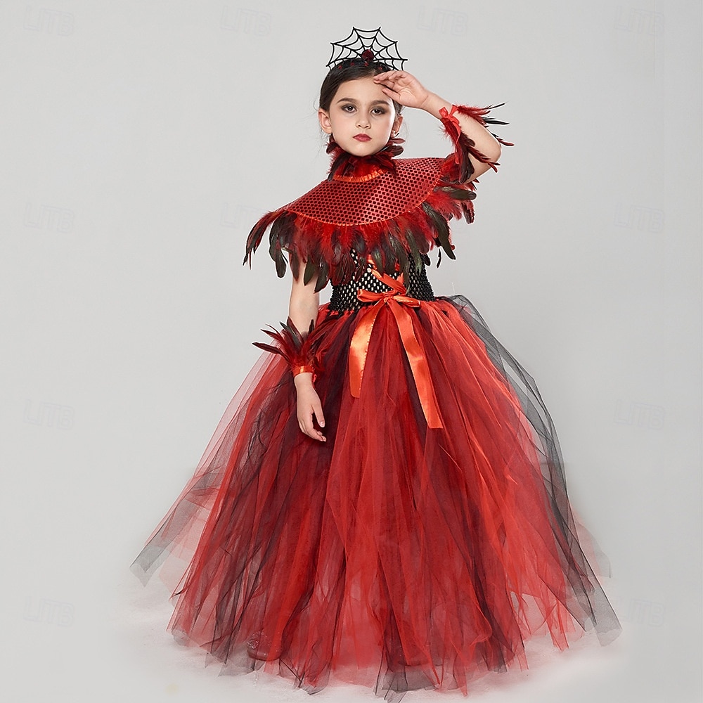 Čerodějnice Upír Scarlet Witch Valpuržina noc Úbory Fancy kostým Dětské Dívčí Výkon Párty Karneval Jednoduchý karnevalový kostým 2025 - $43.99 –P3