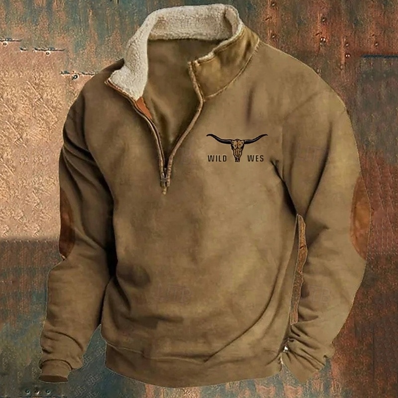 Men's Sweatshirt Quarter Zip Sweatshirt Black Brown Gray Half Zip Color Block Cow Patchwork Sports & Outdoor Daily Holiday Polyester Vintage Basic Casual Fall & Winter Clothing Apparel Hoodies 2026 - $32.99 –P3