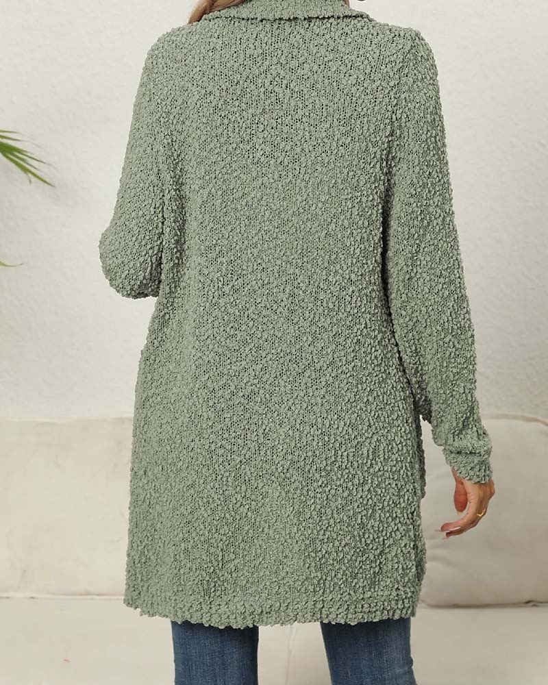 Damen Strickjacke Elegant Modisch Täglich Feste Farbe Öffnung vorne Strick Textur Langarm Lange Oberteile Stricken Arbeit Grün Dunkelviolett Herbst Winter 2025 - $77.99 –P8