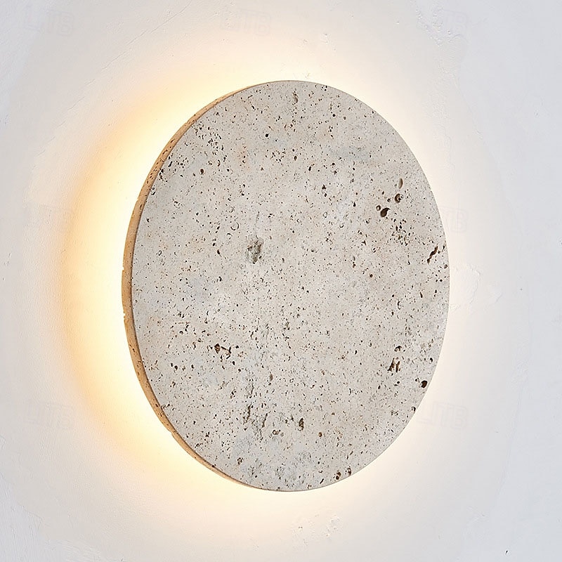 LED קיר מקורה תאורת קיר חמה ray 20/25/30 ס"מ מינימליסטי קריאייטיב צהוב טרוורטין תאורת קיר בסגנון wabi-sabi שמנת עגולה מנורת לילה סלון חדר שינה 110-240v 2025 - $99.99 –P2