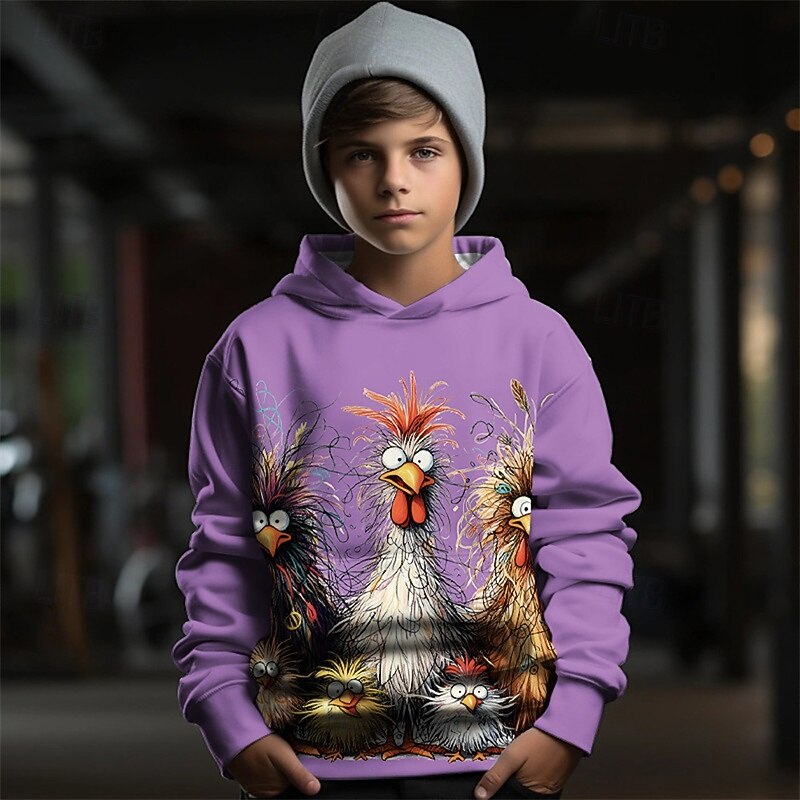 Pojkar 3D Grafisk Djur Brud Huvtröja Långärmad Vår Höst Mode Streetwear Barn 4-12 år Huva Utomhus Ledigt Dagligen Normal 2025 - $18.99 –P5
