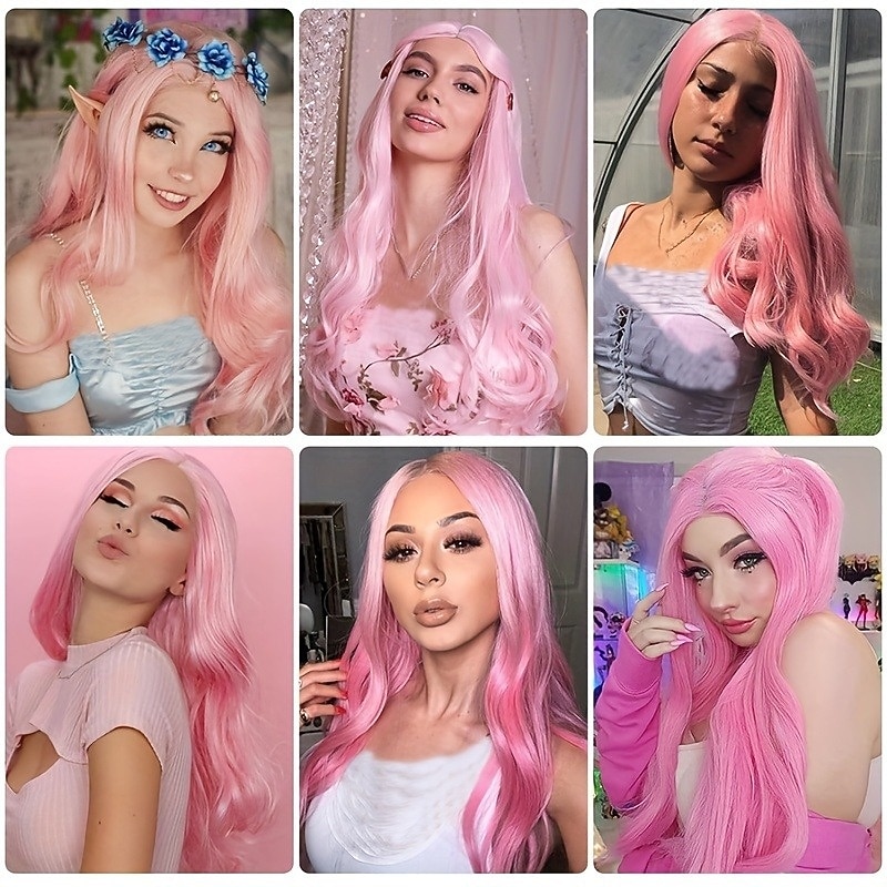 parrucca cosplay da donna con cappuccio in rete resistente al calore, parrucche sintetiche ondulate a piena densità, parrucche per costumi per carnevale, festival musicali, tutte le età del 2025 a $19.49 –P1