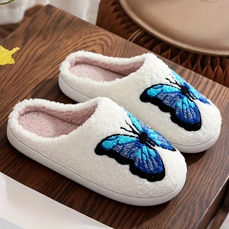 calde pantofole invernali in cotone per donna peluche da interno farfalla arcobaleno design comfort per la casa del 2025 a $16.99 –P4