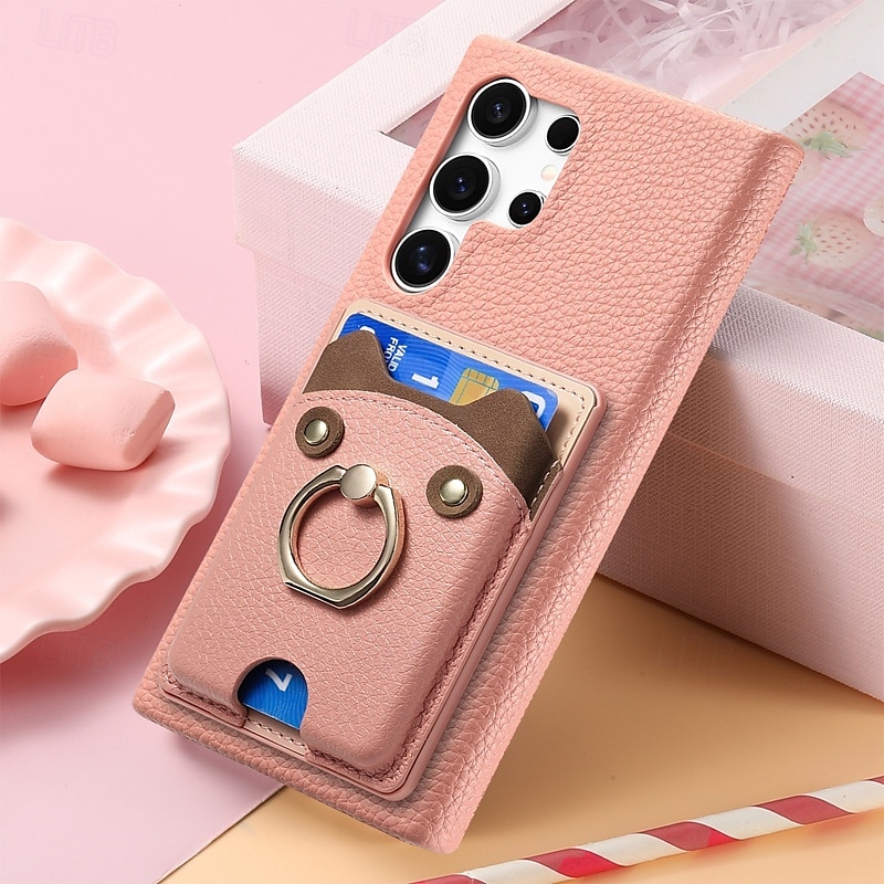 Phone Case For Samsung Galaxy S24 S23 S22 S21 Ultra Plus A55 A35 A25 A15 5G A55 5G A14 A34 A54 S20 Plus S20 Ultra A53 A33 A23 A13 A33 Back Cover Ring Holder Card Slot Shockproof Retro PC PU Leather 2025 - $18.99 –P11