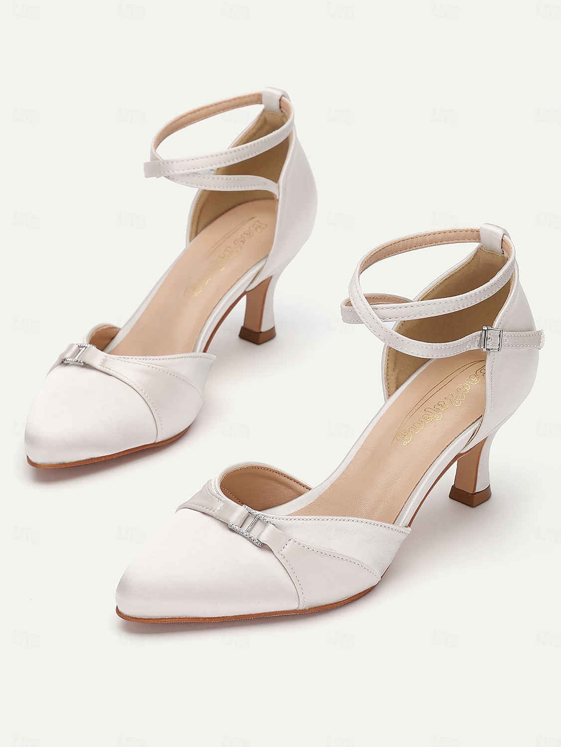 Women's Pink Satin Ankle Strap Heels with Bow Detail – Elegant Wedding or Party Shoes with Mid-Heel for Formal Occasions 2025 - $54.99 –P4