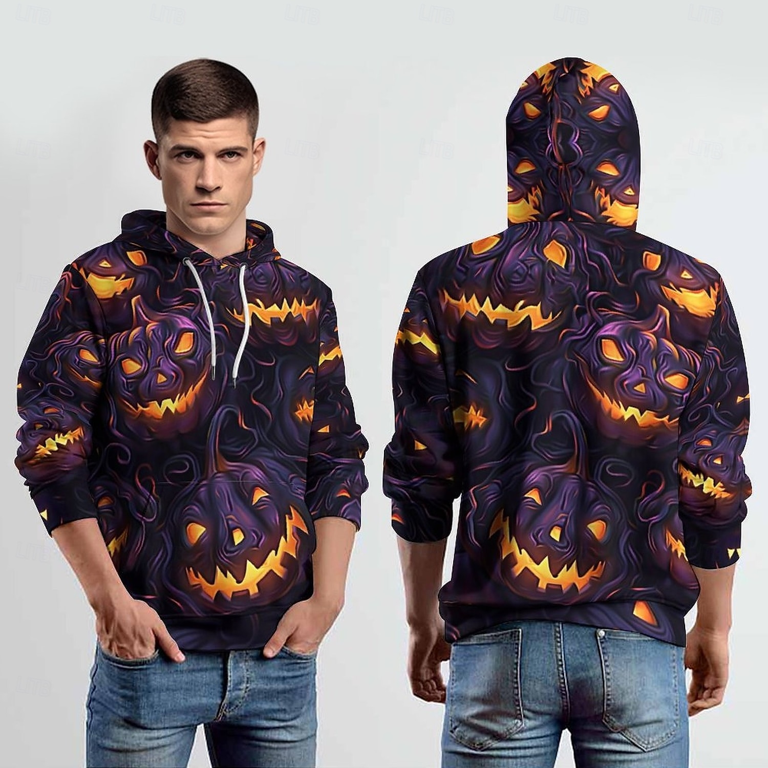 Dýně Kapuce Pullover předvečer Všech svatých 3D Přední kapsa Grafika Pro Pro páry Pánské Dámské Dospělé předvečer Všech svatých Karneval Plesová maškaráda 3D tisk Párty Běžné / Denní 2025 - $29.99 –P1