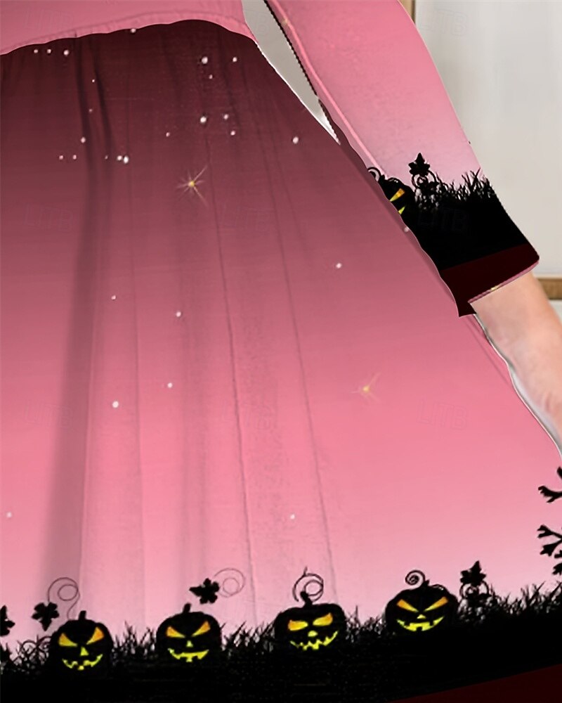 Dziewczyny ' 3D Graficzny Halloweenowa dynia Sukienka Długi rękaw Lato Wiosna Urlop Codzienny Święto Piękny Słodkie Dzieci 4-12 lat Codzienne sukienki Sukienka A line Do kolan Regularny 2025 - $16.99 –P4
