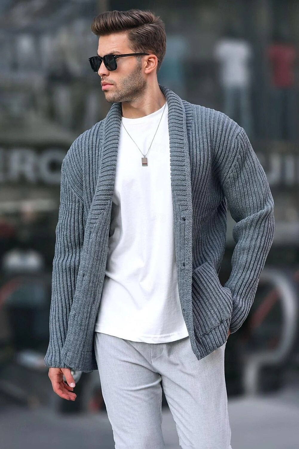 Herren Strickjacke Strickpullover Gerippt Stricken Standard Knopf hoch Seitentaschen Feste Farbe Kargen Modisch Klassisch Freizeitskleidung Verabredung Bekleidung Herbst Winter Schwarz Grün M L XL 2025 - $41.99 –P5